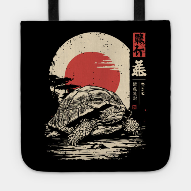 Wise Tortoise Vintage Japanese Ukiyo-e Art Tote by TuncGK