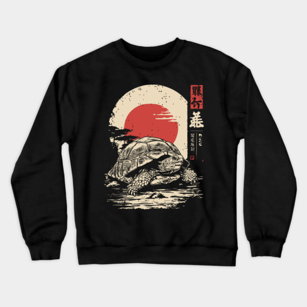 Wise Tortoise Vintage Japanese Ukiyo-e Art Crewneck Sweatshirt by TuncGK