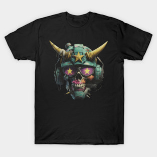 Cybernetic Skull with Horns T-Shirt