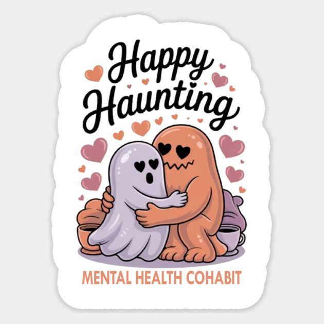 Happy Haunting – Mental Health Cohabit Sticker by Fauzi's Store