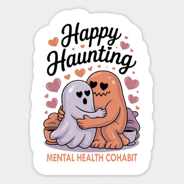 Happy Haunting – Mental Health Cohabit Magnet by Fauzi's Store