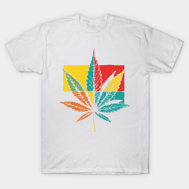Retro Pop Art Cannabis Leaf 70s Style T-Shirt by TuncGK
