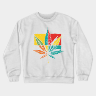 Retro Pop Art Cannabis Leaf 70s Style Crewneck Sweatshirt