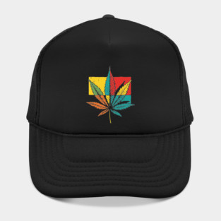 Retro Pop Art Cannabis Leaf 70s Style Hat