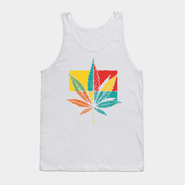 Retro Pop Art Cannabis Leaf 70s Style Tank Top by TuncGK