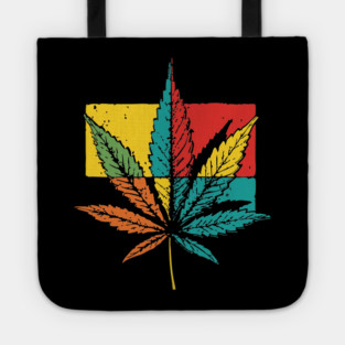 Retro Pop Art Cannabis Leaf 70s Style Tote
