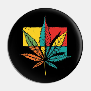 Retro Pop Art Cannabis Leaf 70s Style Pin