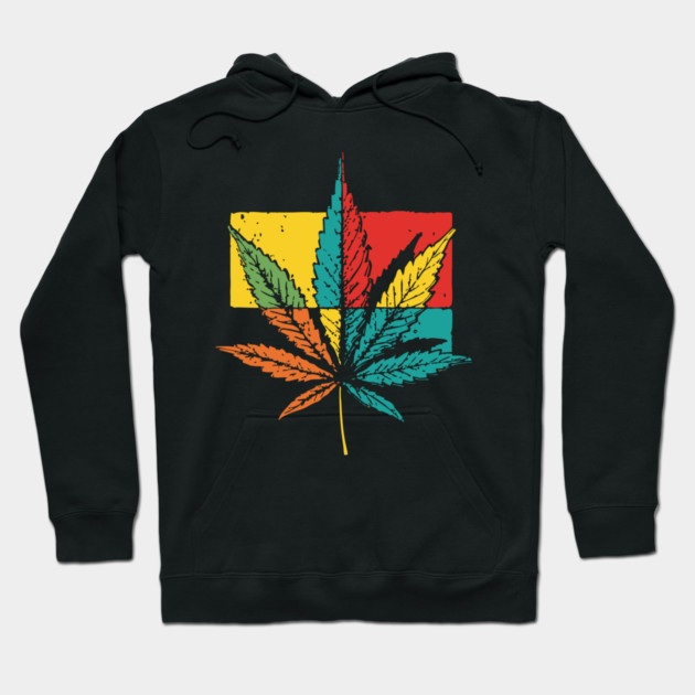 Retro Pop Art Cannabis Leaf 70s Style Hoodie by TuncGK