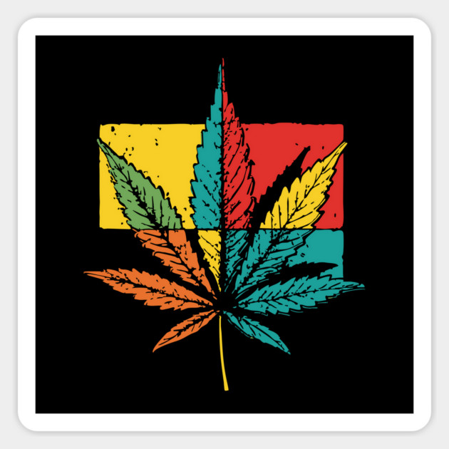 Retro Pop Art Cannabis Leaf 70s Style Magnet by TuncGK