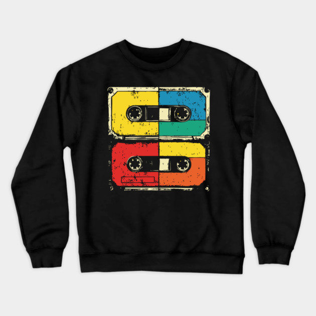 Retro Cassette Tape Pop Art 80s Music Crewneck Sweatshirt by TuncGK