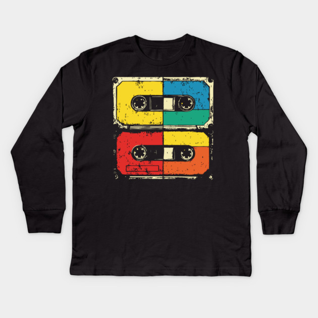 Retro Cassette Tape Pop Art 80s Music Kids Long Sleeve T-Shirt by TuncGK