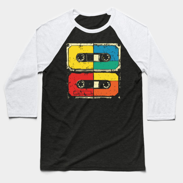 Retro Cassette Tape Pop Art 80s Music Baseball T-Shirt by TuncGK