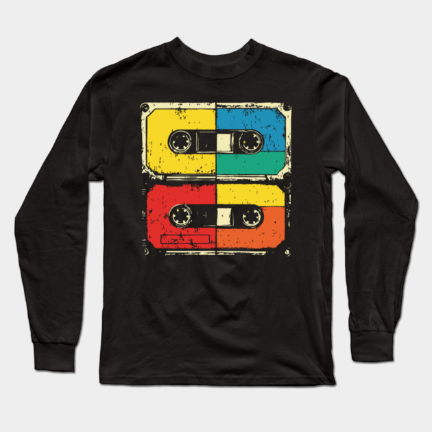 Retro Cassette Tape Pop Art 80s Music Long Sleeve T-Shirt by TuncGK