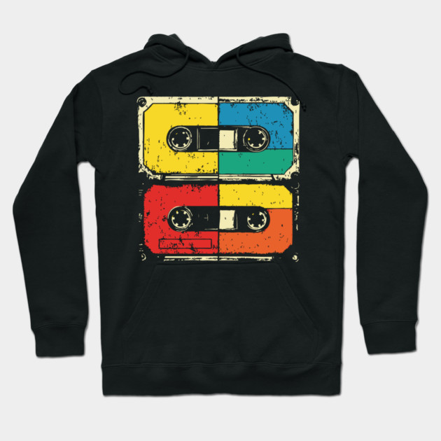 Retro Cassette Tape Pop Art 80s Music Hoodie by TuncGK