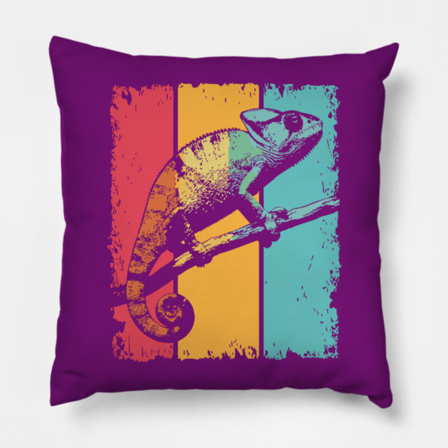 Colorful Chameleon Pop Art for Kids and Toddlers Pillow by TuncGK