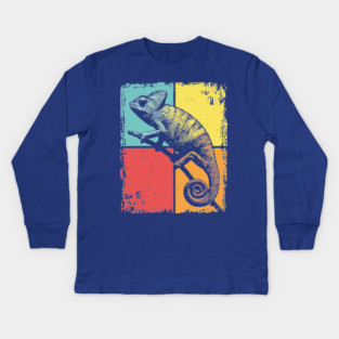 Cool Chameleon Reptile Retro Pop Art Print Kids Long Sleeve T-Shirt