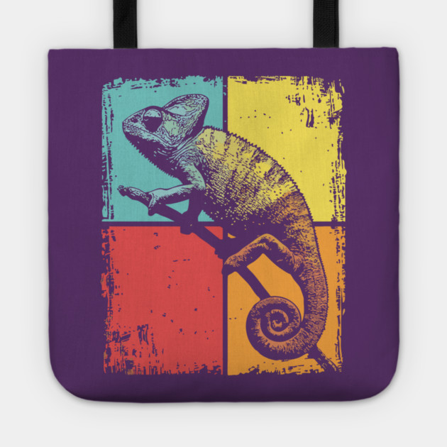 Cool Chameleon Reptile Retro Pop Art Print Tote by TuncGK