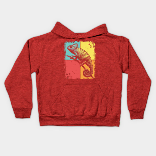 Cool Chameleon Reptile Retro Pop Art Print Kids Hoodie by TuncGK