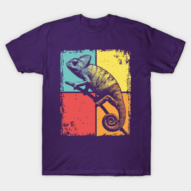 Cool Chameleon Reptile Retro Pop Art Print T-Shirt by TuncGK
