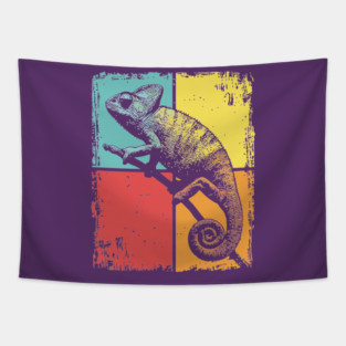 Cool Chameleon Reptile Retro Pop Art Print Tapestry