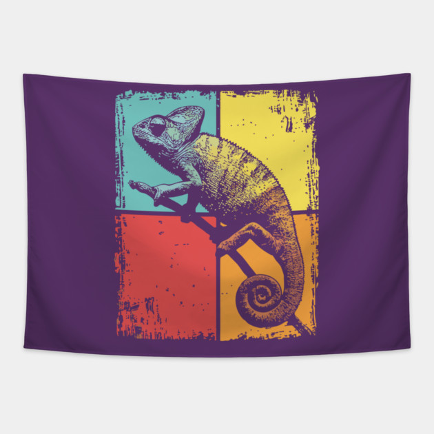 Cool Chameleon Reptile Retro Pop Art Print Tapestry by TuncGK