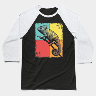 Cool Chameleon Reptile Retro Pop Art Print Baseball T-Shirt
