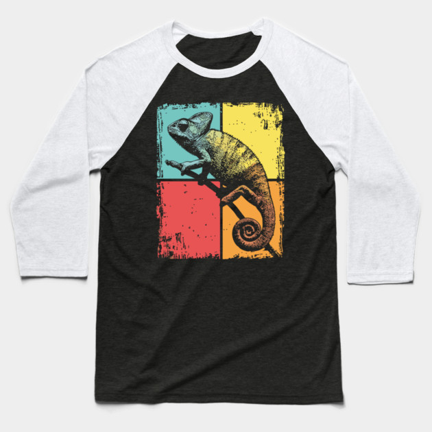 Cool Chameleon Reptile Retro Pop Art Print Baseball T-Shirt by TuncGK