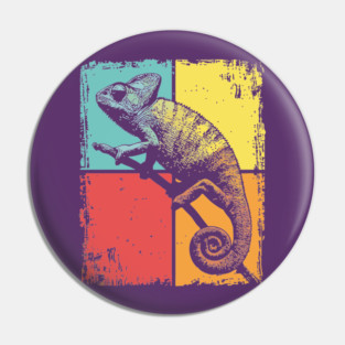 Cool Chameleon Reptile Retro Pop Art Print Pin