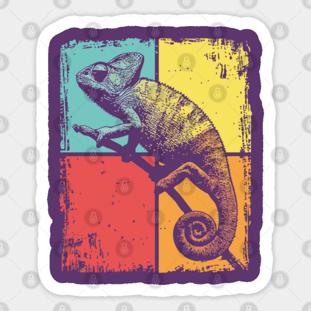 Cool Chameleon Reptile Retro Pop Art Print Sticker by TuncGK
