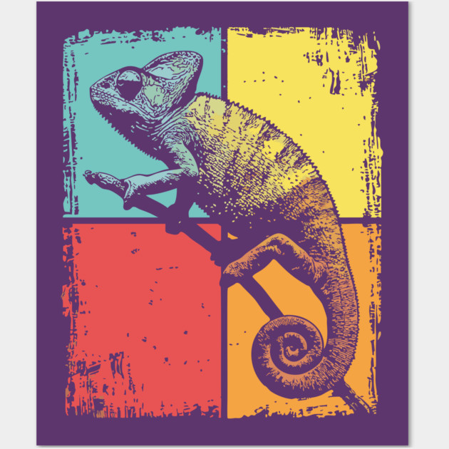 Cool Chameleon Reptile Retro Pop Art Print Wall Art by TuncGK
