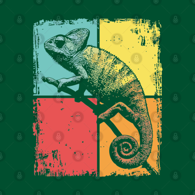 Cool Chameleon Reptile Retro Pop Art Print by TuncGK