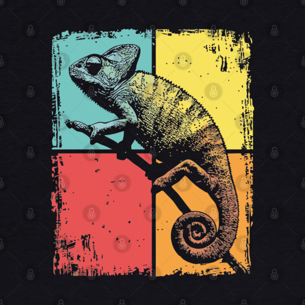 Cool Chameleon Reptile Retro Pop Art Print by TuncGK