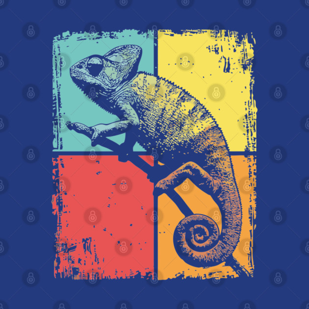 Cool Chameleon Reptile Retro Pop Art Print by TuncGK