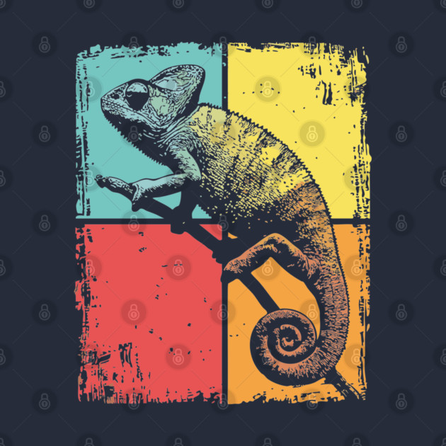 Cool Chameleon Reptile Retro Pop Art Print by TuncGK