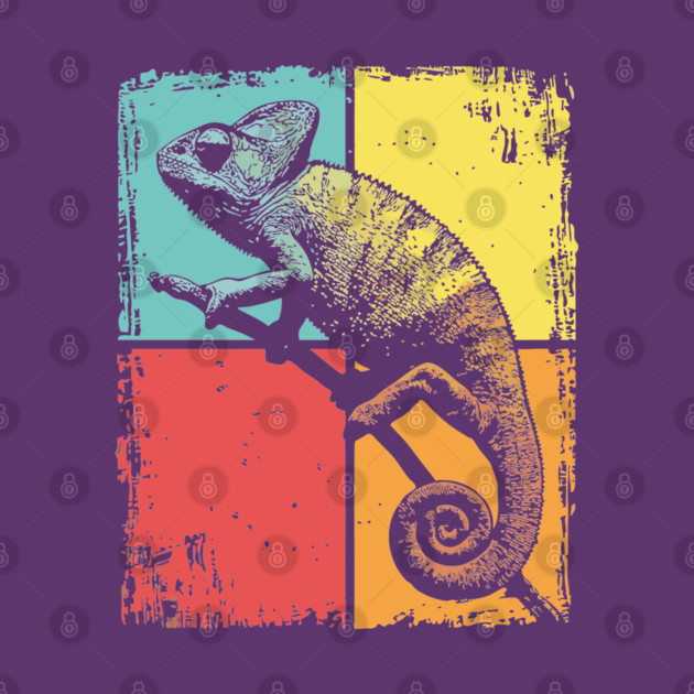 Cool Chameleon Reptile Retro Pop Art Print by TuncGK