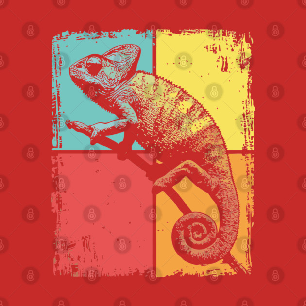 Cool Chameleon Reptile Retro Pop Art Print by TuncGK