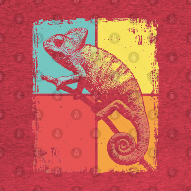 Cool Chameleon Reptile Retro Pop Art Print by TuncGK