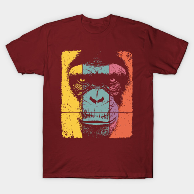Smart Chimpanzee Face Pop Art for Kids T-Shirt by TuncGK