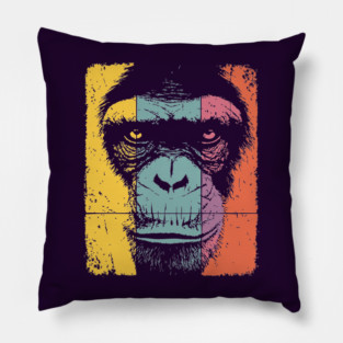 Smart Chimpanzee Face Pop Art for Kids Pillow
