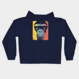 Smart Chimpanzee Face Pop Art for Kids Kids Hoodie