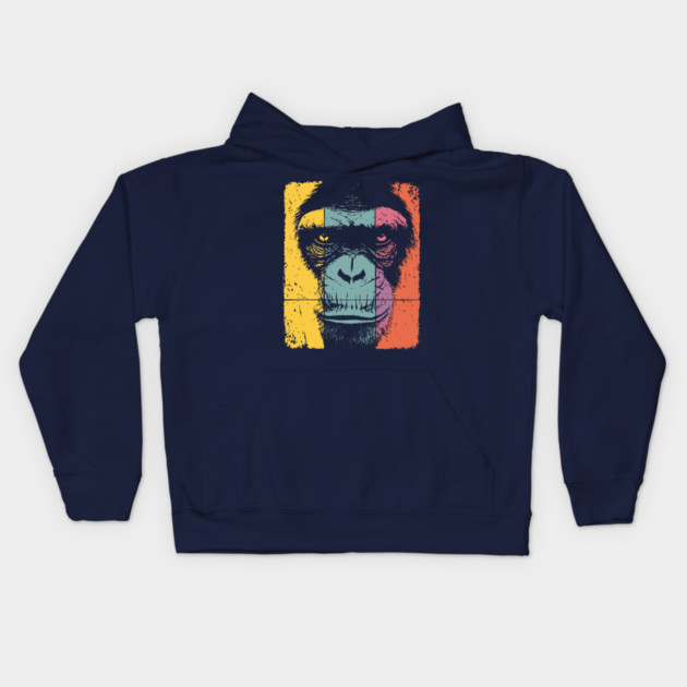 Smart Chimpanzee Face Pop Art for Kids Kids Hoodie by TuncGK