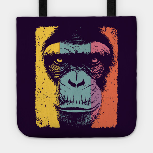 Smart Chimpanzee Face Pop Art for Kids Tote by TuncGK