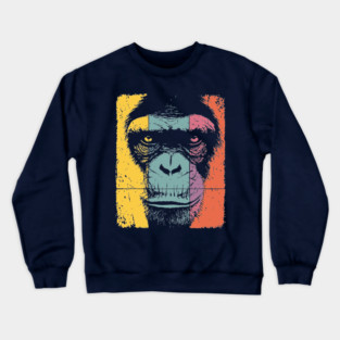 Smart Chimpanzee Face Pop Art for Kids Crewneck Sweatshirt