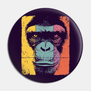 Smart Chimpanzee Face Pop Art for Kids Pin
