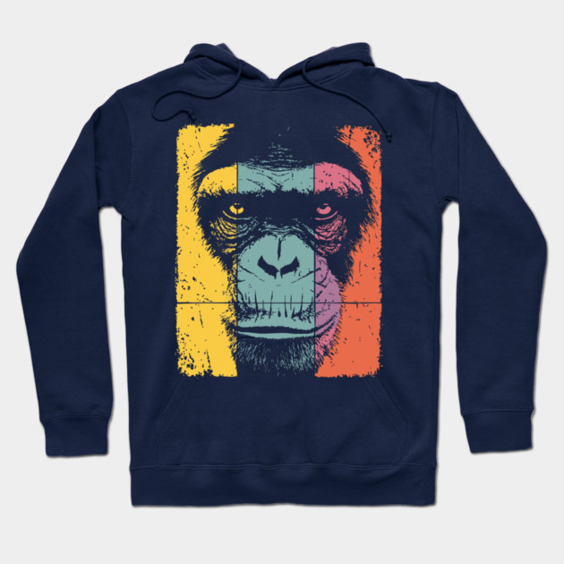 Smart Chimpanzee Face Pop Art for Kids Hoodie by TuncGK