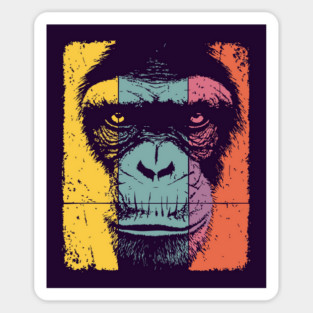 Smart Chimpanzee Face Pop Art for Kids Sticker