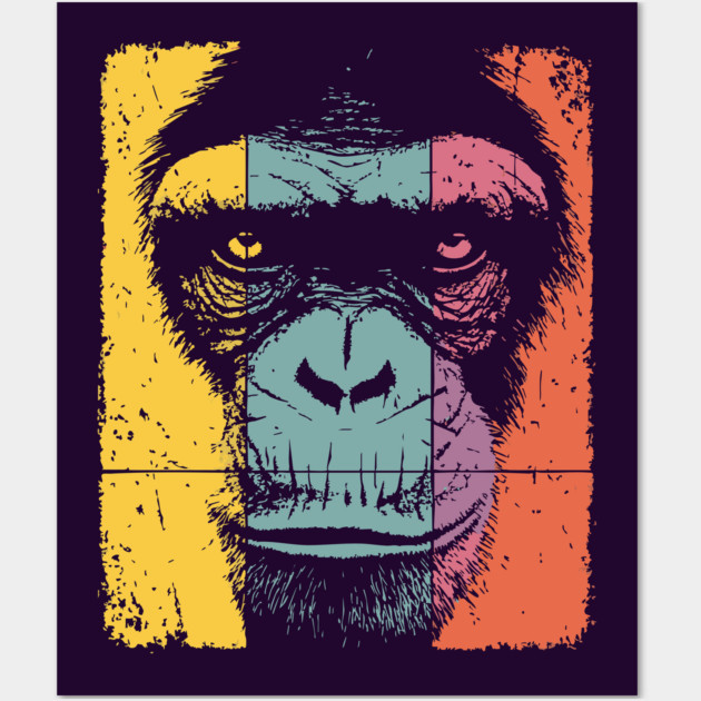 Smart Chimpanzee Face Pop Art for Kids Wall Art by TuncGK