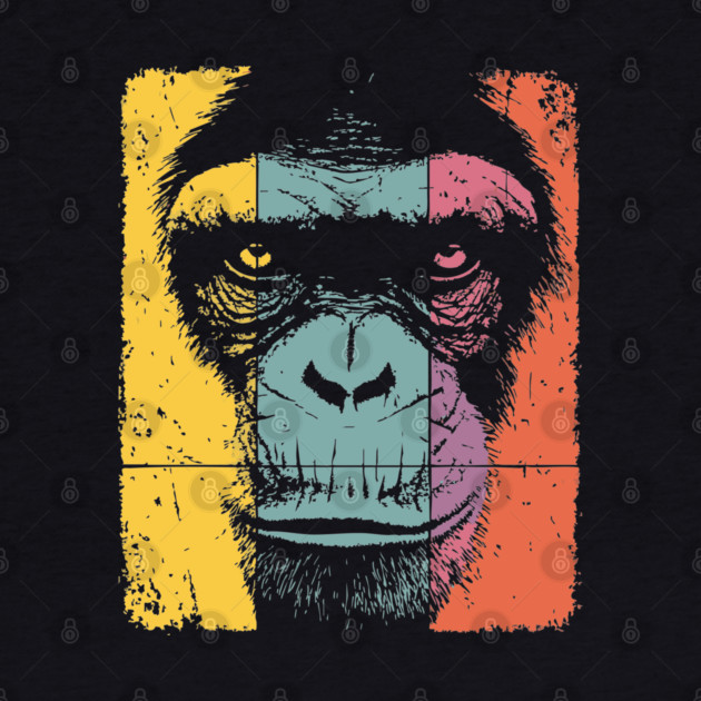 Smart Chimpanzee Face Pop Art for Kids by TuncGK