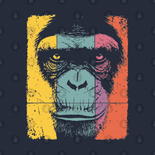 Smart Chimpanzee Face Pop Art for Kids by TuncGK