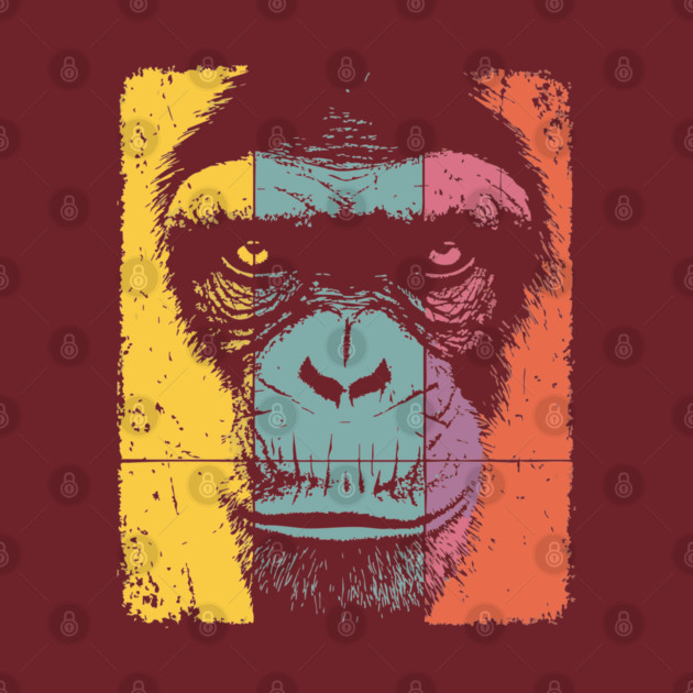 Smart Chimpanzee Face Pop Art for Kids by TuncGK